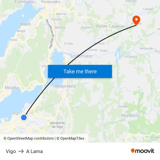 Vigo to A Lama map