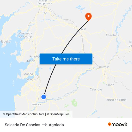 Salceda De Caselas to Agolada map