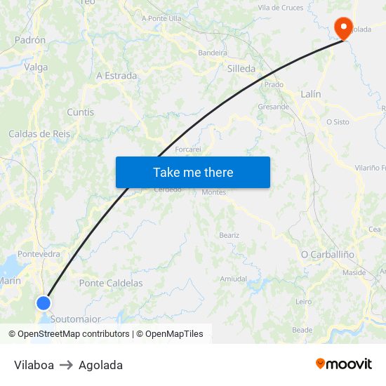 Vilaboa to Agolada map