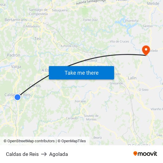 Caldas de Reis to Agolada map