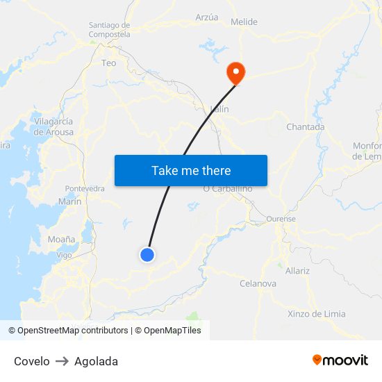 Covelo to Agolada map