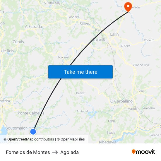 Fornelos de Montes to Agolada map