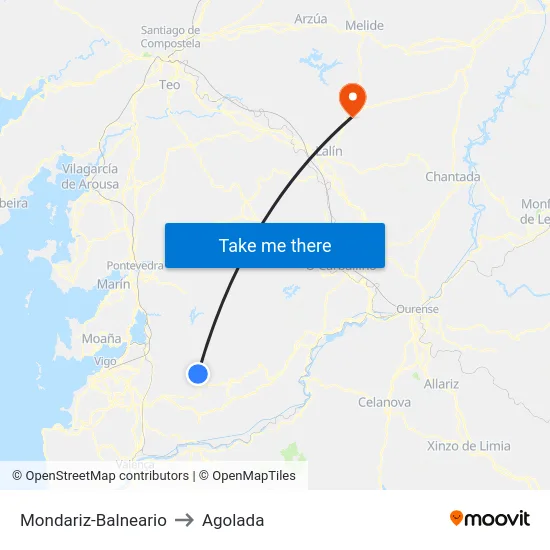 Mondariz-Balneario to Agolada map