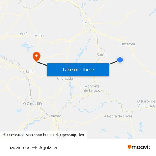 Triacastela to Agolada map