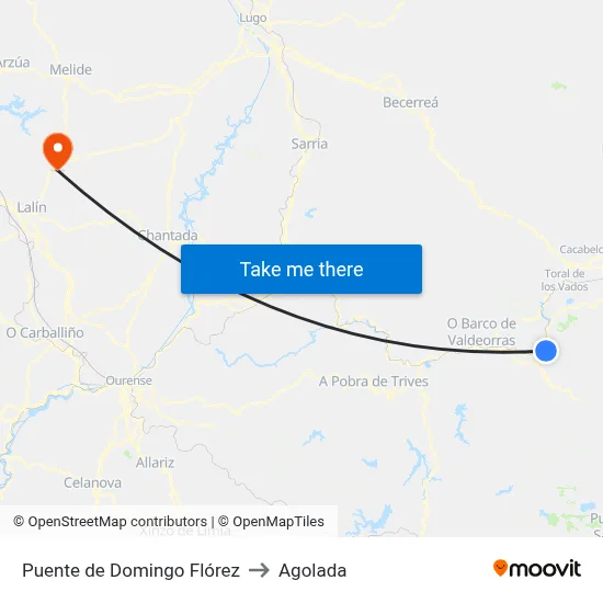 Puente de Domingo Flórez to Agolada map
