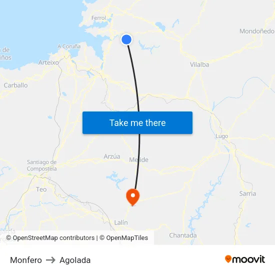 Monfero to Agolada map