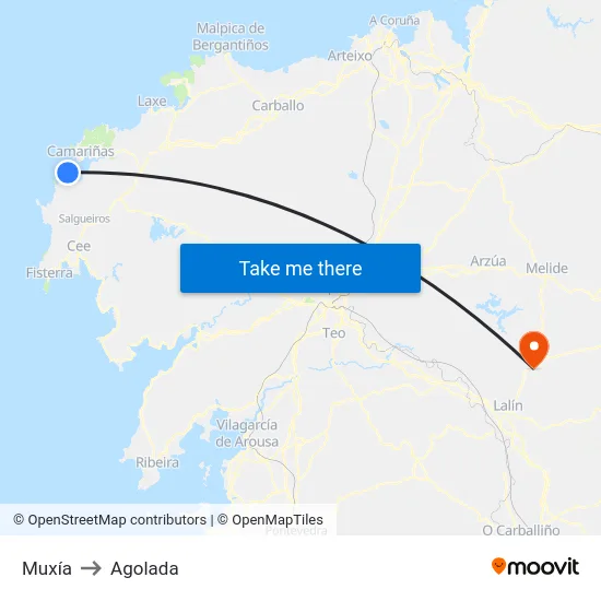Muxía to Agolada map