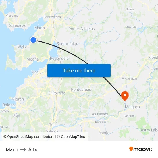 Marín to Arbo map