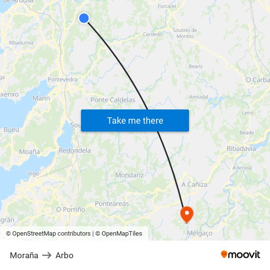 Moraña to Arbo map