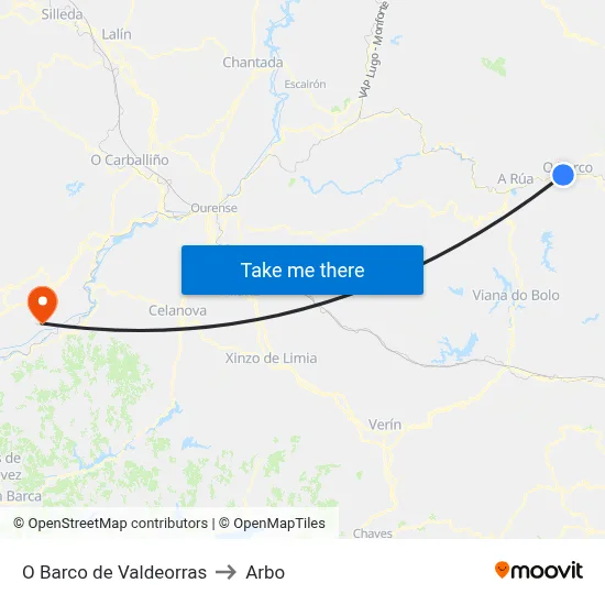 O Barco de Valdeorras to Arbo map