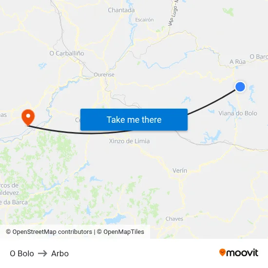O Bolo to Arbo map