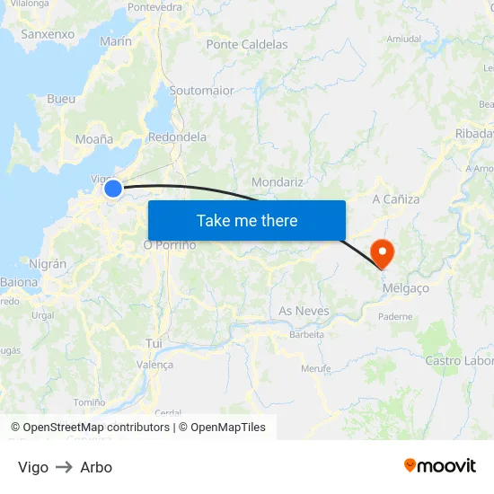 Vigo to Arbo map
