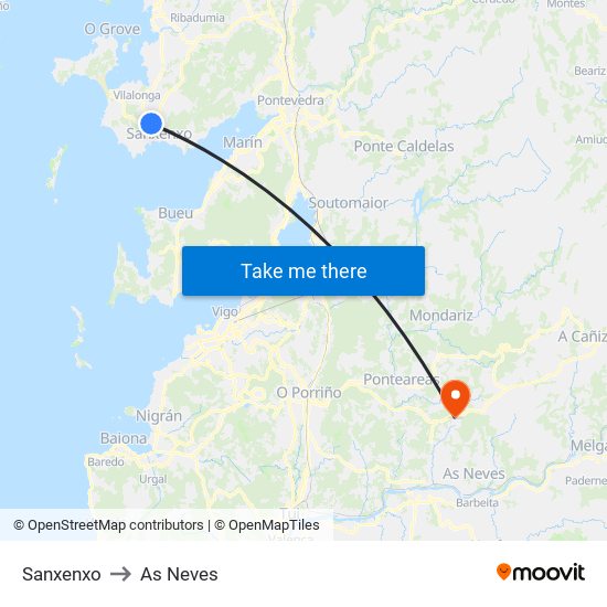 Sanxenxo to As Neves map