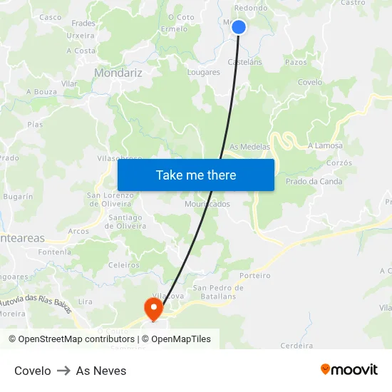 Covelo to As Neves map