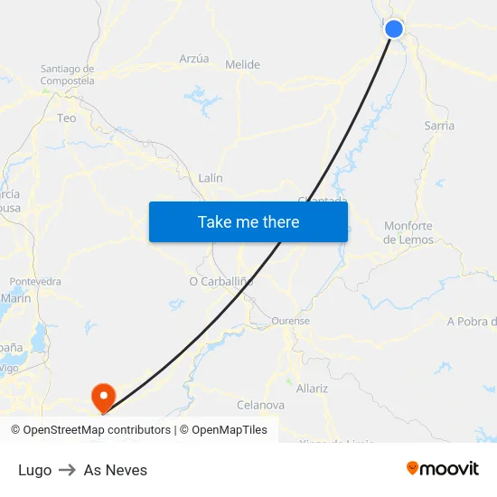 Lugo to As Neves map