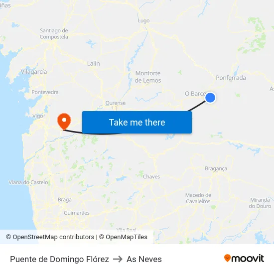 Puente de Domingo Flórez to As Neves map