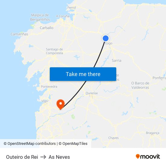 Outeiro de Rei to As Neves map