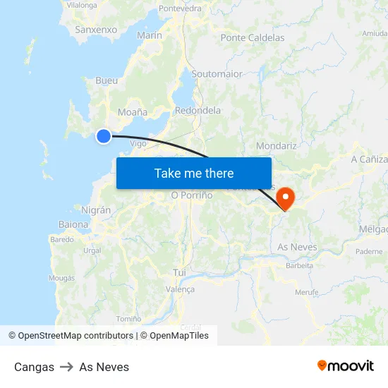 Cangas to As Neves map