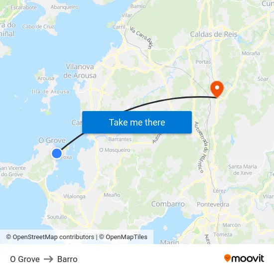 O Grove to Barro map