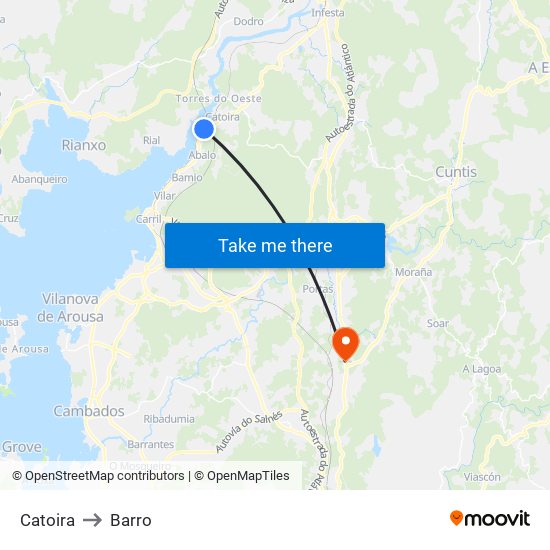 Catoira to Barro map