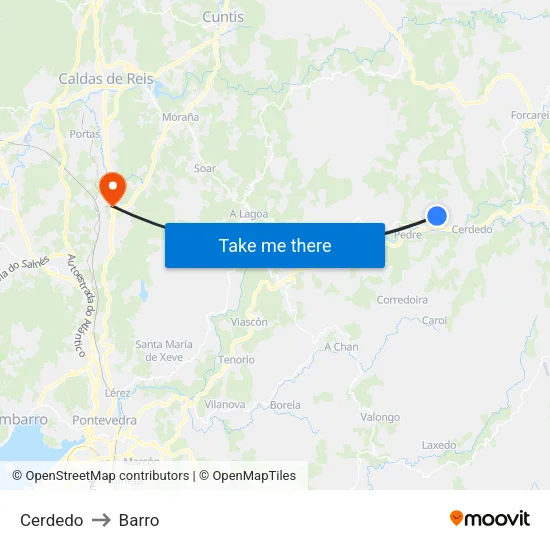 Cerdedo to Barro map