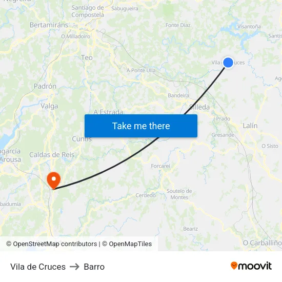 Vila de Cruces to Barro map