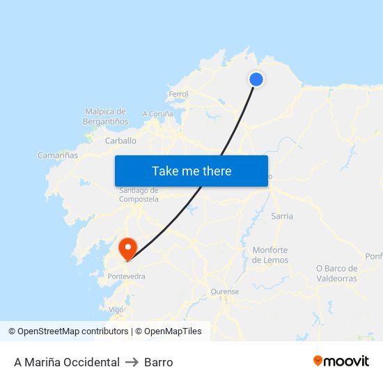 A Mariña Occidental to Barro map