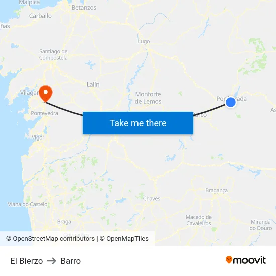 El Bierzo to Barro map