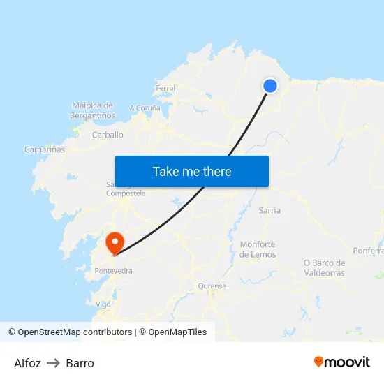 Alfoz to Barro map