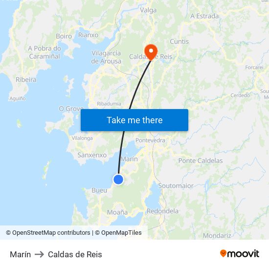 Marín to Caldas de Reis map