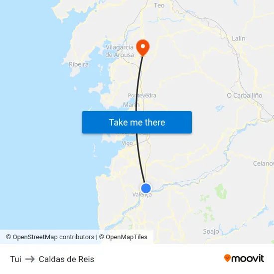 Tui to Caldas de Reis map
