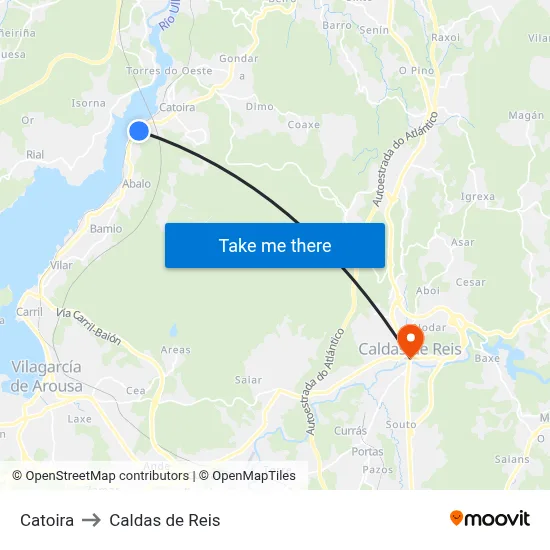 Catoira to Caldas de Reis map