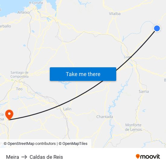 Meira to Caldas de Reis map