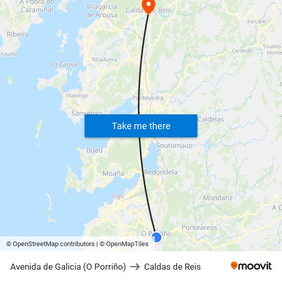 Avenida de Galicia (O Porriño) to Caldas de Reis map
