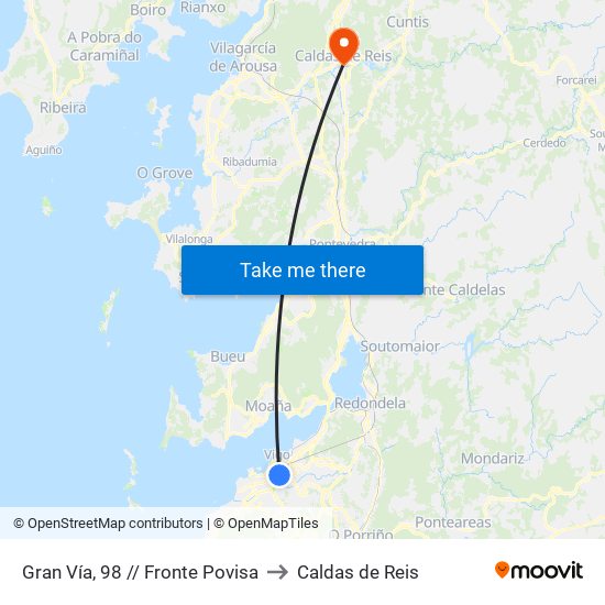 Gran Vía, 98 // Fronte Povisa to Caldas de Reis map