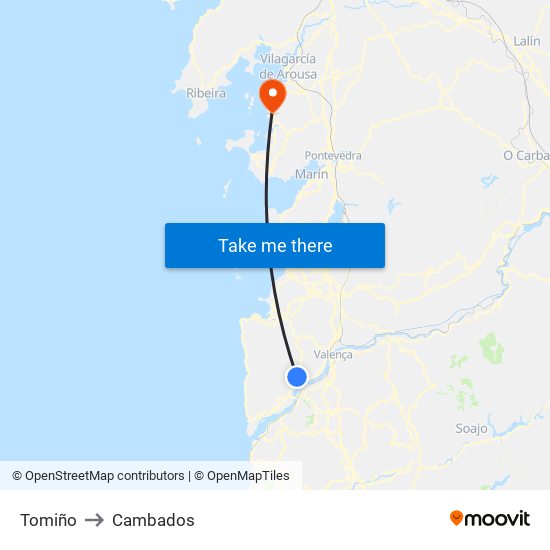 Tomiño to Cambados map