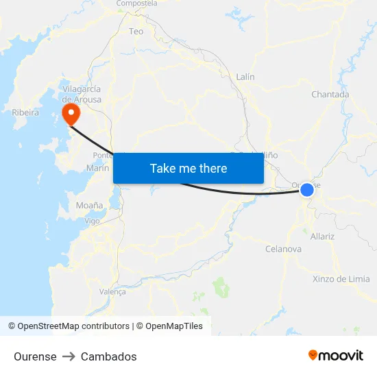 Ourense to Cambados map