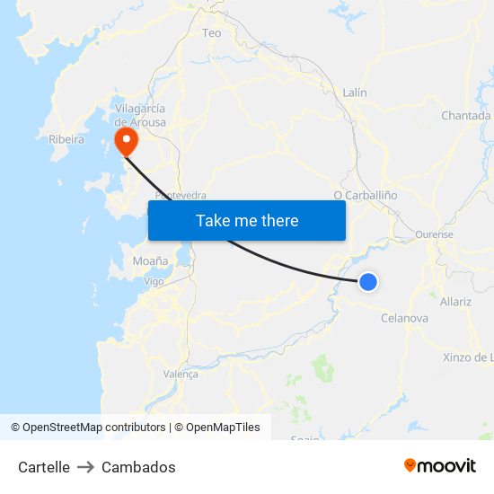 Cartelle to Cambados map