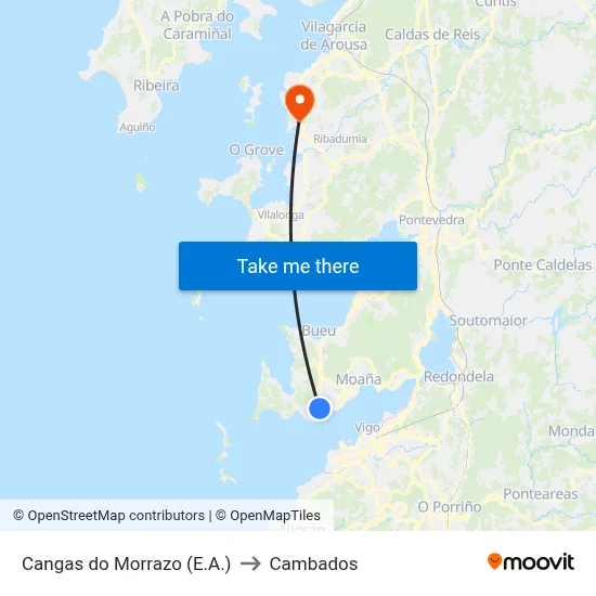 Cangas do Morrazo (E.A.) to Cambados map