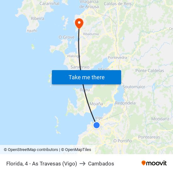 Florida, 4 - As Travesas (Vigo) to Cambados map