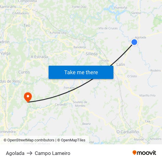 Agolada to Campo Lameiro map