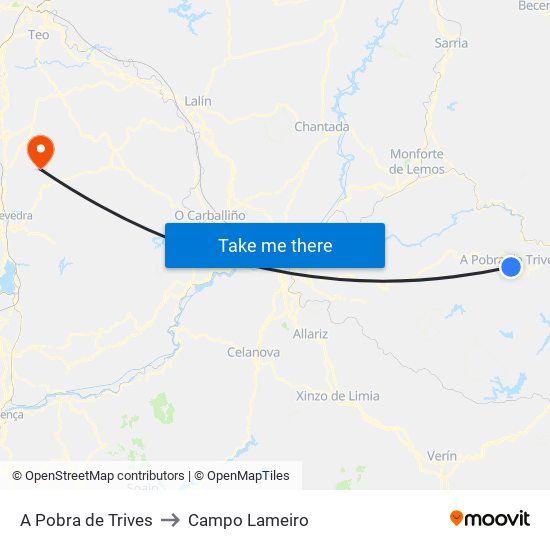 A Pobra de Trives to Campo Lameiro map