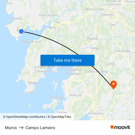 Muros to Campo Lameiro map