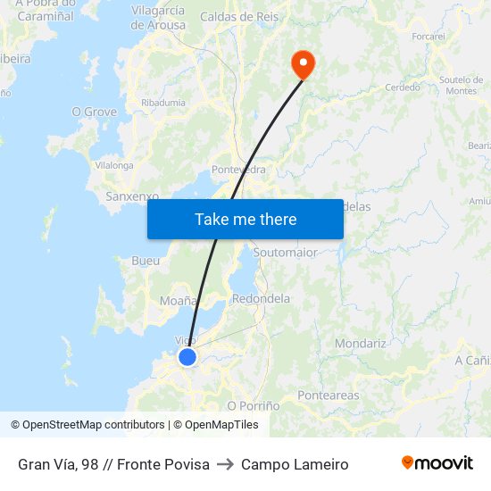 Gran Vía, 98 // Fronte Povisa to Campo Lameiro map