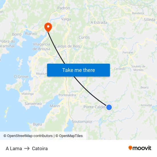 A Lama to Catoira map