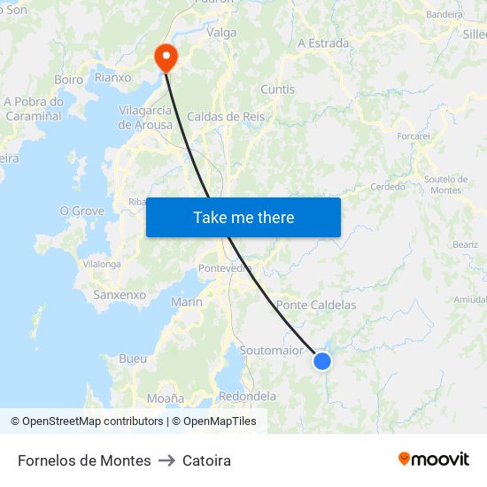Fornelos de Montes to Catoira map