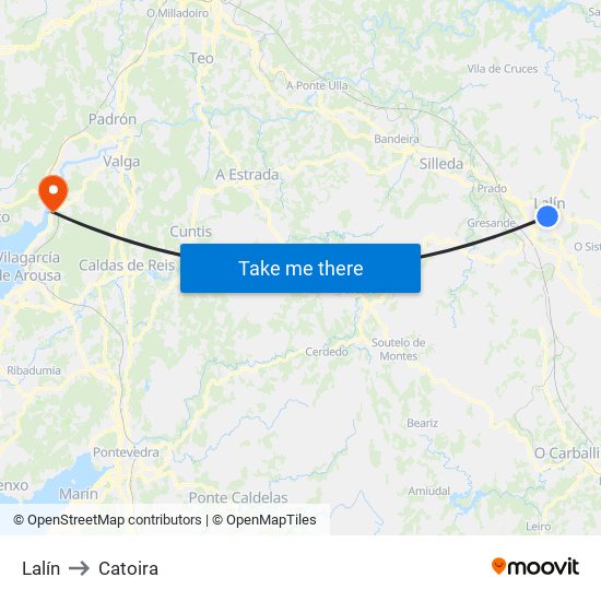 Lalín to Catoira map