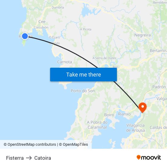 Fisterra to Catoira map