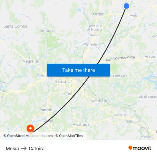 Mesía to Catoira map