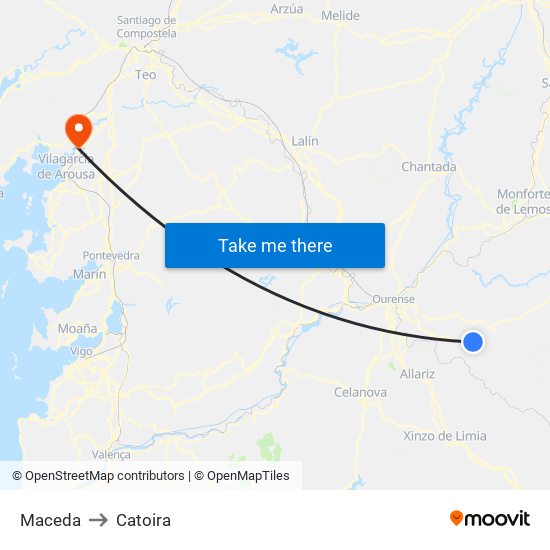 Maceda to Catoira map